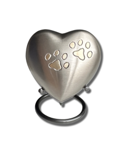 Mini urn hart dier zilvergrijs