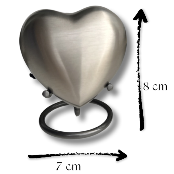 Afmetingen mini urn hart zilver