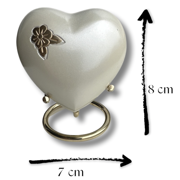 afmetingen mini urn hart parelmoer